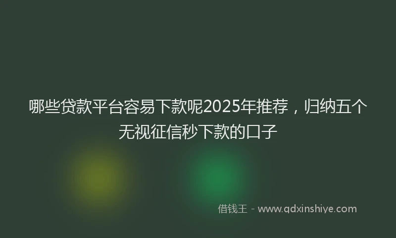 哪些贷款平台容易下款呢2025年推荐，归纳五个无视征信秒下款的口子