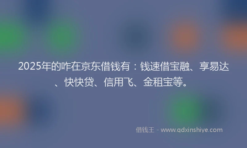 2025年的咋在京东借钱有：钱速借宝融、享易达、快快贷、信用飞、金租宝等。
