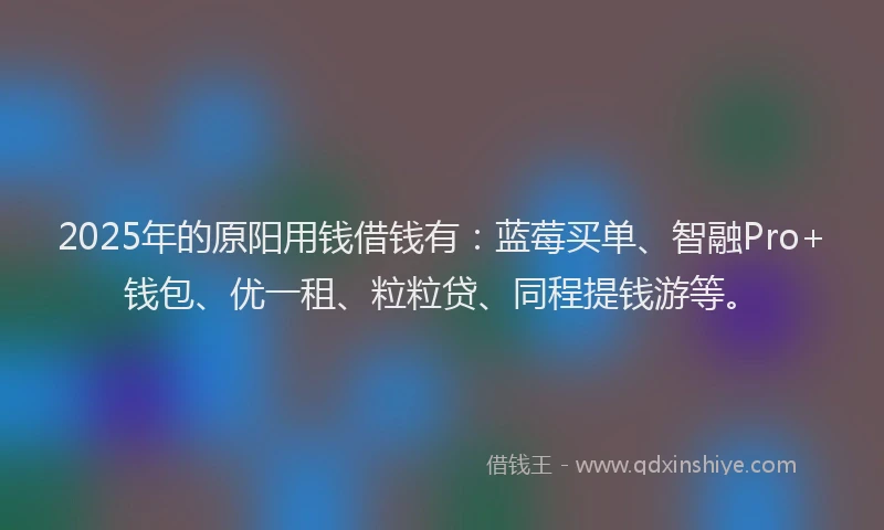 2025年的原阳用钱借钱有：蓝莓买单、智融Pro+钱包、优一租、粒粒贷、同程提钱游等。