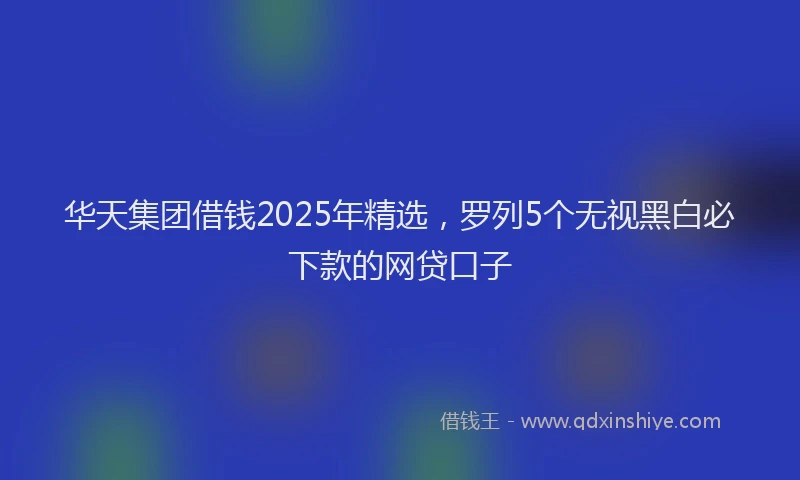 华天集团借钱2025年精选，罗列5个无视黑白必下款的网贷口子