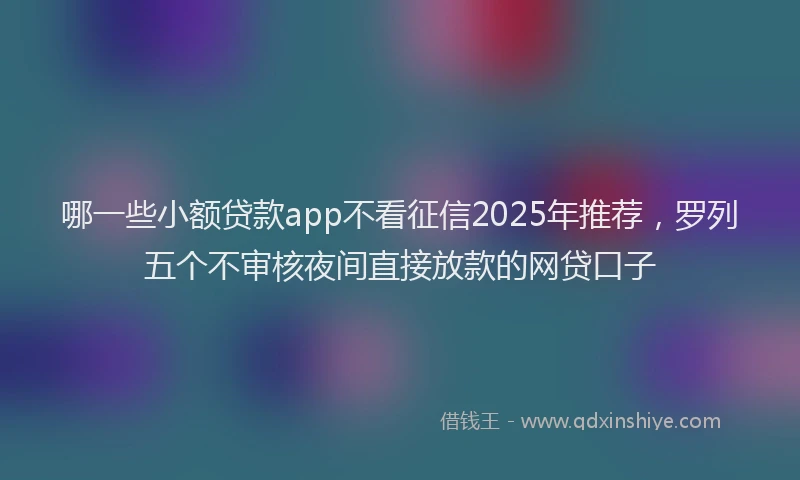 哪一些小额贷款app不看征信2025年推荐，罗列五个不审核夜间直接放款的网贷口子