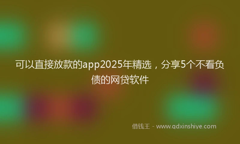 可以直接放款的app2025年精选，分享5个不看负债的网贷软件