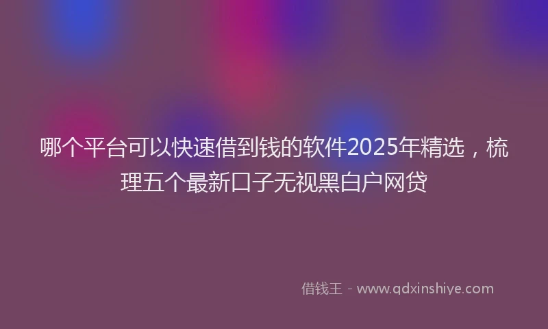 哪个平台可以快速借到钱的软件2025年精选，梳理五个最新口子无视黑白户网贷