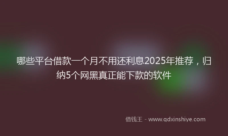 哪些平台借款一个月不用还利息2025年推荐，归纳5个网黑真正能下款的软件