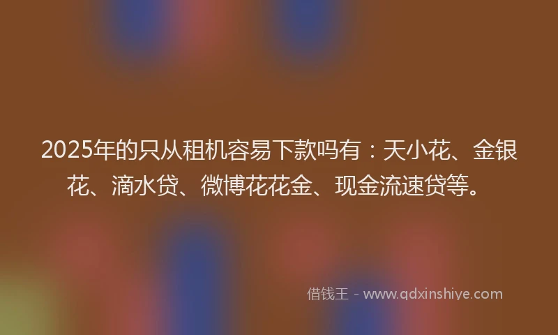 2025年的只从租机容易下款吗有：天小花、金银花、滴水贷、微博花花金、现金流速贷等。