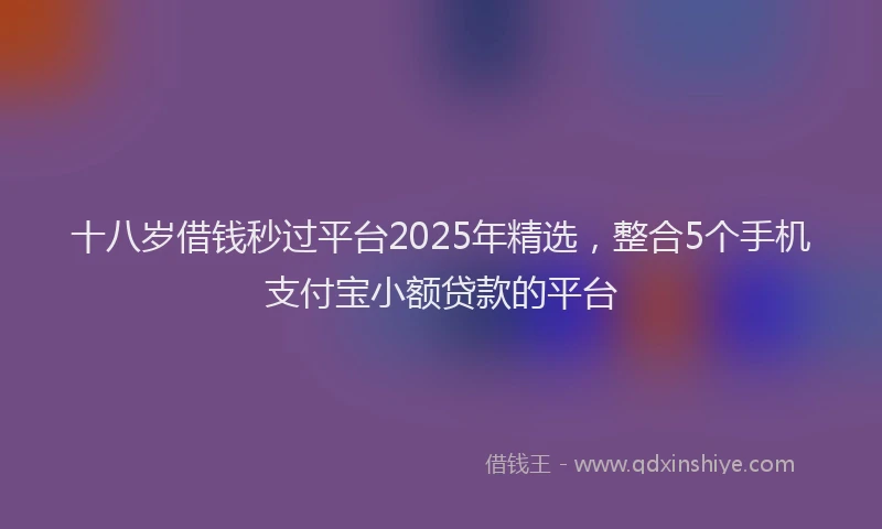 十八岁借钱秒过平台2025年精选，整合5个手机支付宝小额贷款的平台