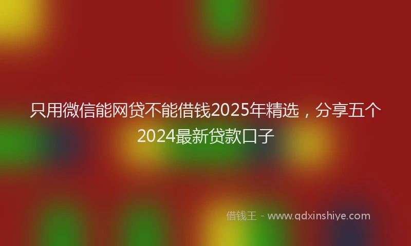 只用微信能网贷不能借钱2025年精选，分享五个2024最新贷款口子