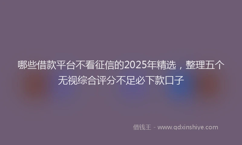 哪些借款平台不看征信的2025年精选，整理五个无视综合评分不足必下款口子