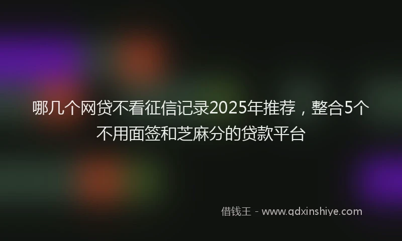 哪几个网贷不看征信记录2025年推荐，整合5个不用面签和芝麻分的贷款平台