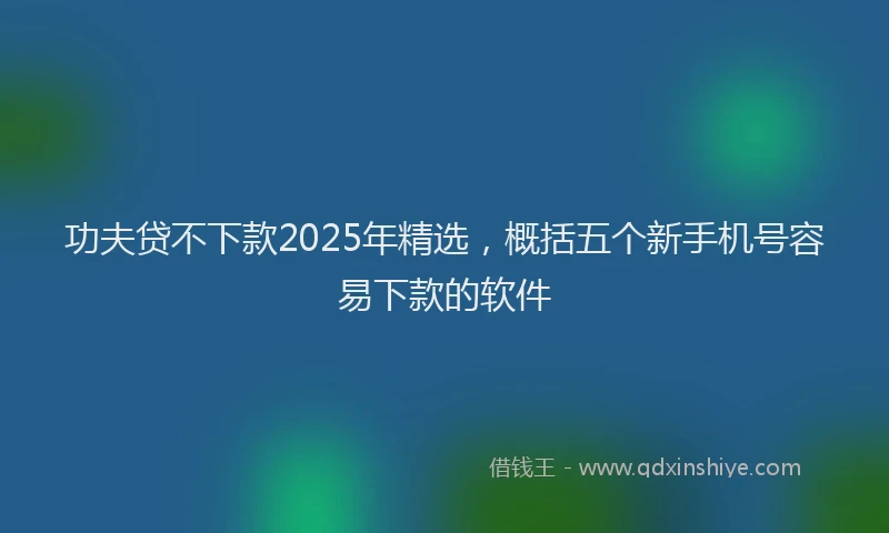 功夫贷不下款2025年精选，概括五个新手机号容易下款的软件
