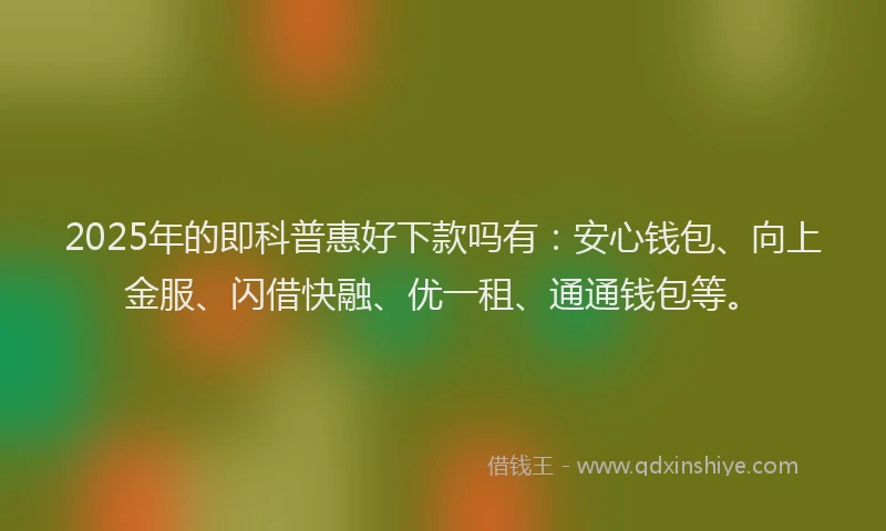 2025年的即科普惠好下款吗有：安心钱包、向上金服、闪借快融、优一租、通通钱包等。