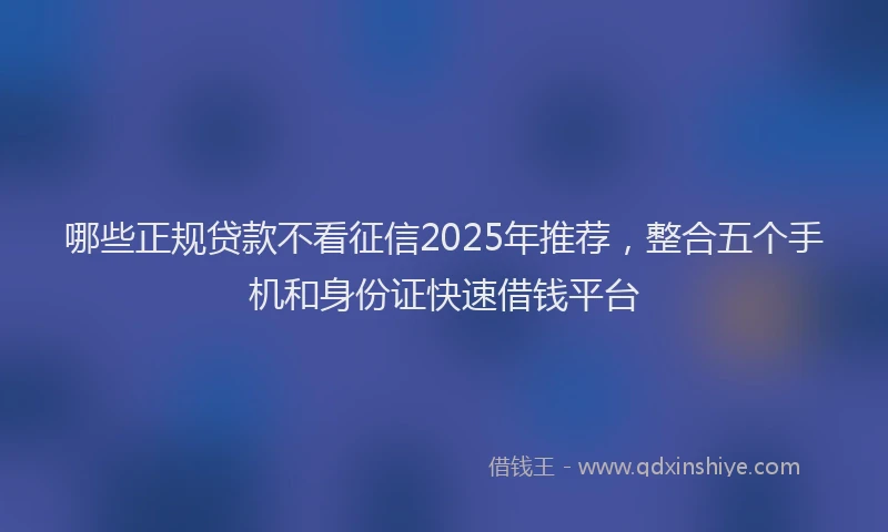 哪些正规贷款不看征信2025年推荐，整合五个手机和身份证快速借钱平台