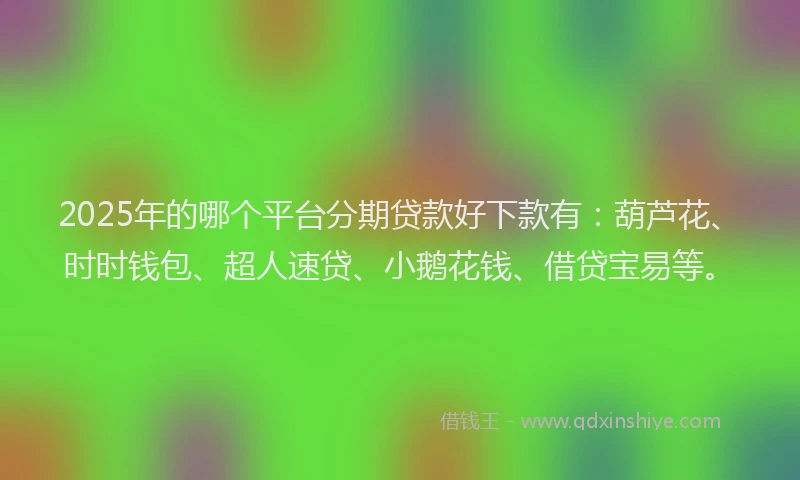 2025年的哪个平台分期贷款好下款有：葫芦花、时时钱包、超人速贷、小鹅花钱、借贷宝易等。