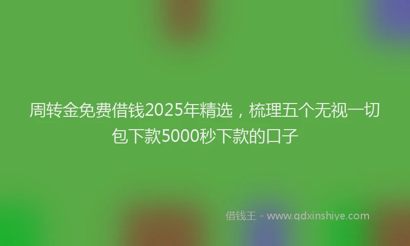 周转金免费借钱2025年精选，梳理五个无视一切包下款5000秒下款的口子