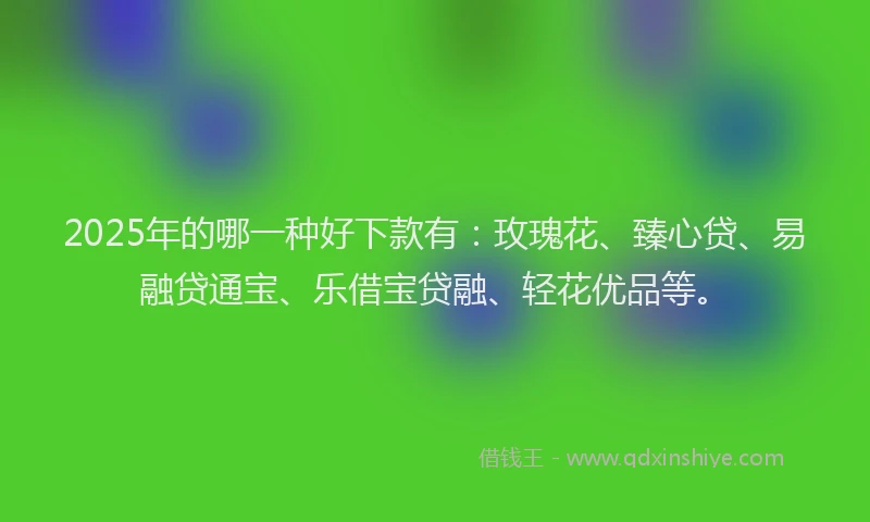 2025年的哪一种好下款有：玫瑰花、臻心贷、易融贷通宝、乐借宝贷融、轻花优品等。
