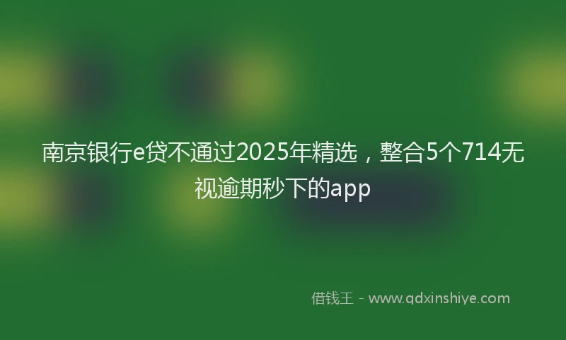 南京银行e贷不通过2025年精选，整合5个714无视逾期秒下的app