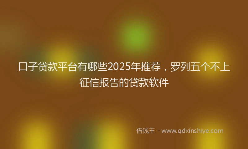 口子贷款平台有哪些2025年推荐，罗列五个不上征信报告的贷款软件
