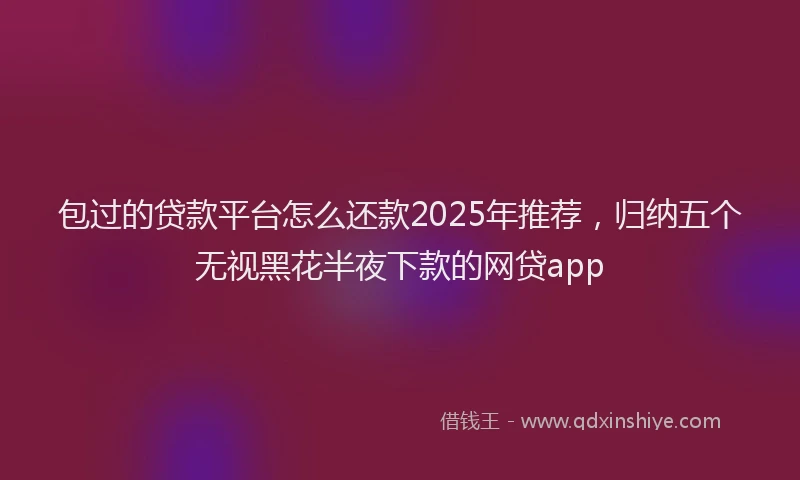 包过的贷款平台怎么还款2025年推荐，归纳五个无视黑花半夜下款的网贷app