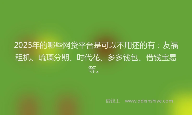 2025年的哪些网贷平台是可以不用还的有：友福租机、琉璃分期、时代花、多多钱包、借钱宝易等。