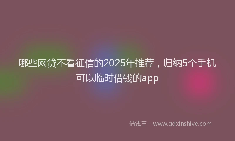哪些网贷不看征信的2025年推荐，归纳5个手机可以临时借钱的app