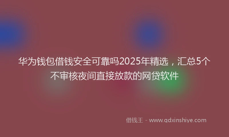 华为钱包借钱安全可靠吗2025年精选，汇总5个不审核夜间直接放款的网贷软件