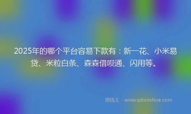 2025年的哪个平台容易下款有：新一花、小米易贷、米粒白条、森森借呗通、闪用等。