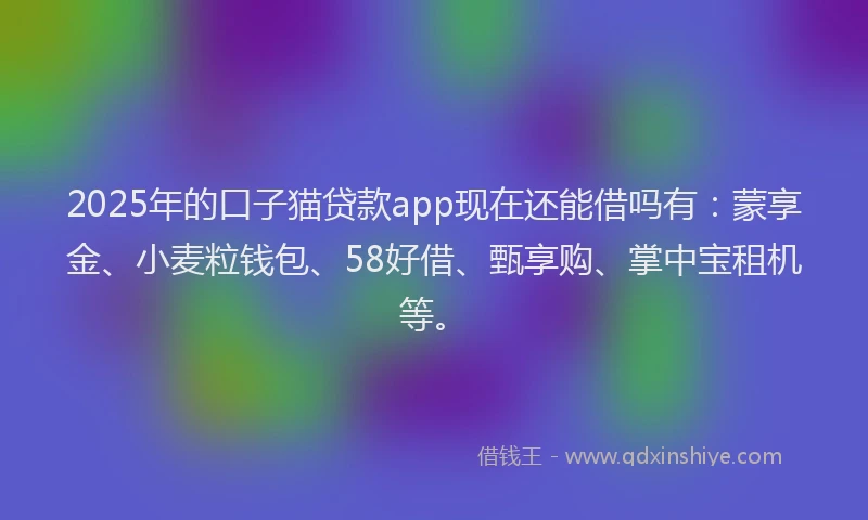 2025年的口子猫贷款app现在还能借吗有：蒙享金、小麦粒钱包、58好借、甄享购、掌中宝租机等。