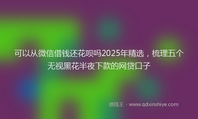 可以从微信借钱还花呗吗2025年精选，梳理五个无视黑花半夜下款的网贷口子