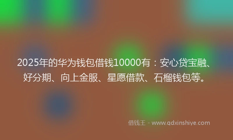 2025年的华为钱包借钱10000有：安心贷宝融、好分期、向上金服、星愿借款、石榴钱包等。