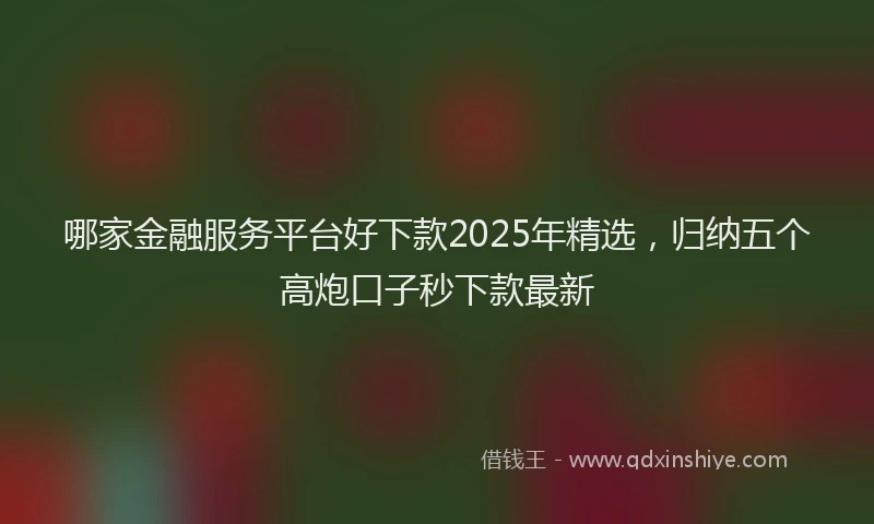 哪家金融服务平台好下款2025年精选，归纳五个高炮口子秒下款最新