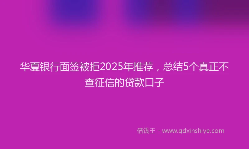 华夏银行面签被拒2025年推荐，总结5个真正不查征信的贷款口子