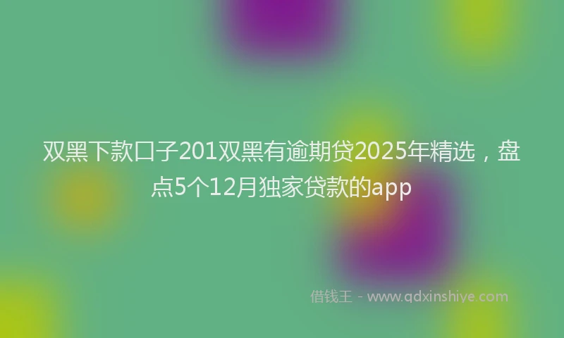 双黑下款口子201双黑有逾期贷2025年精选，盘点5个12月独家贷款的app