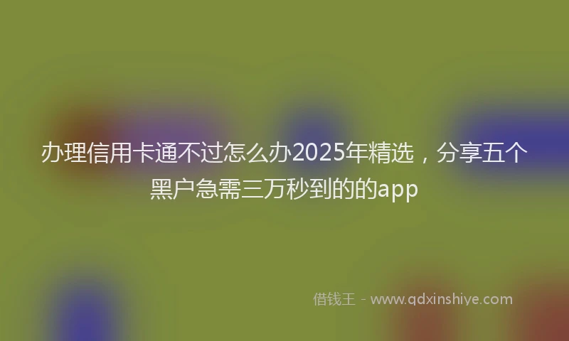 办理信用卡通不过怎么办2025年精选，分享五个黑户急需三万秒到的的app