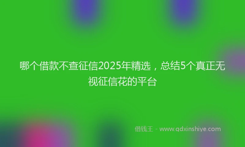 哪个借款不查征信2025年精选，总结5个真正无视征信花的平台