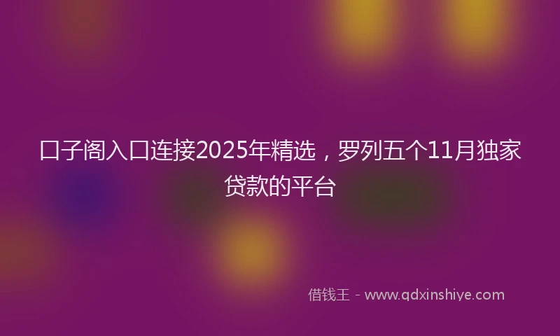 口子阁入口连接2025年精选，罗列五个11月独家贷款的平台