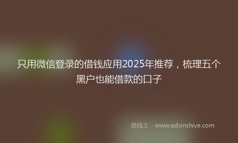 只用微信登录的借钱应用2025年推荐，梳理五个黑户也能借款的口子