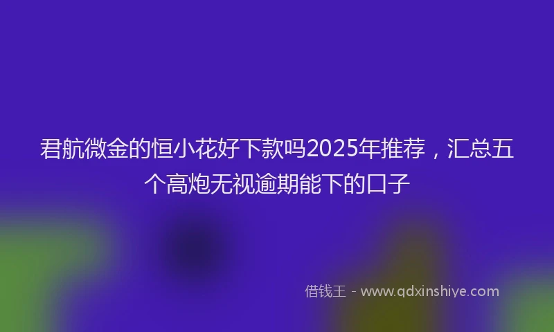君航微金的恒小花好下款吗2025年推荐，汇总五个高炮无视逾期能下的口子