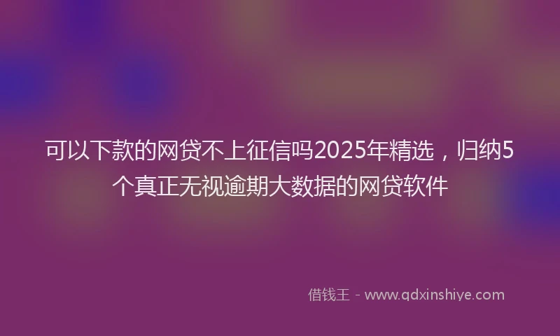 可以下款的网贷不上征信吗2025年精选，归纳5个真正无视逾期大数据的网贷软件