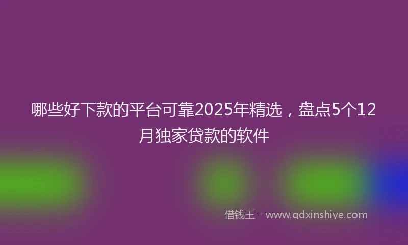 哪些好下款的平台可靠2025年精选，盘点5个12月独家贷款的软件
