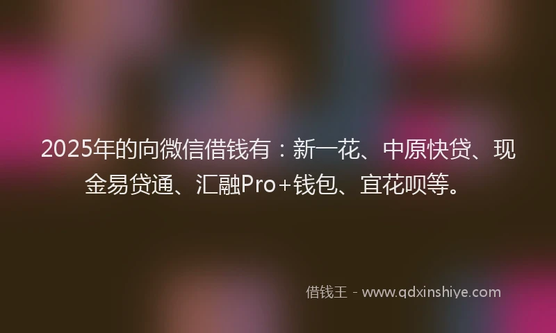 2025年的向微信借钱有：新一花、中原快贷、现金易贷通、汇融Pro+钱包、宜花呗等。