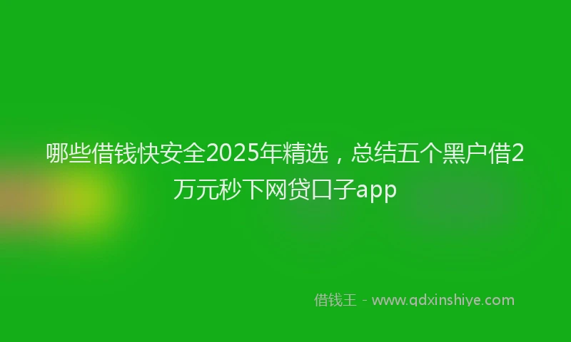 哪些借钱快安全2025年精选，总结五个黑户借2万元秒下网贷口子app