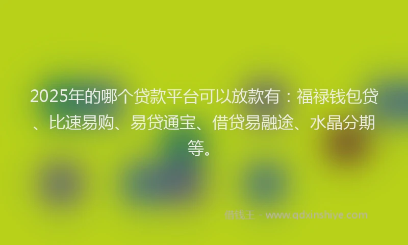 2025年的哪个贷款平台可以放款有：福禄钱包贷、比速易购、易贷通宝、借贷易融途、水晶分期等。