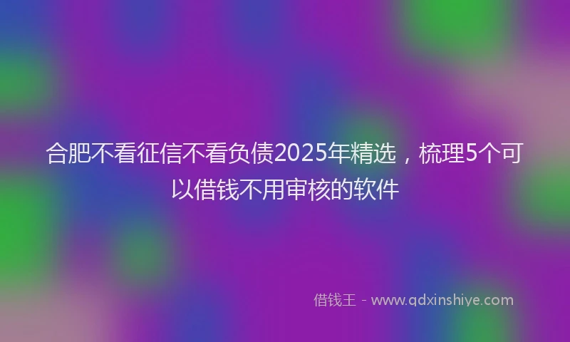 合肥不看征信不看负债2025年精选，梳理5个可以借钱不用审核的软件