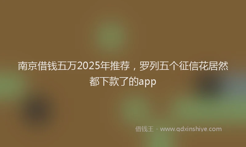 南京借钱五万2025年推荐，罗列五个征信花居然都下款了的app