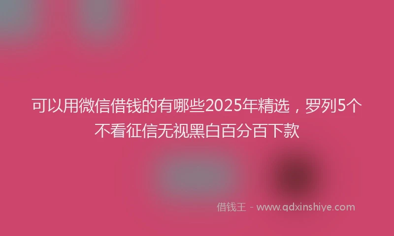 可以用微信借钱的有哪些2025年精选，罗列5个不看征信无视黑白百分百下款