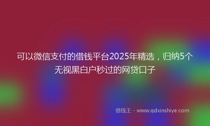 可以微信支付的借钱平台2025年精选，归纳5个无视黑白户秒过的网贷口子
