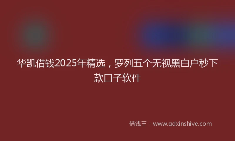 华凯借钱2025年精选，罗列五个无视黑白户秒下款口子软件