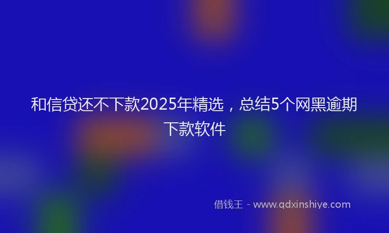 和信贷还不下款2025年精选，总结5个网黑逾期下款软件