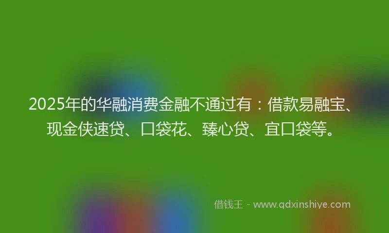 2025年的华融消费金融不通过有：借款易融宝、现金侠速贷、口袋花、臻心贷、宜口袋等。