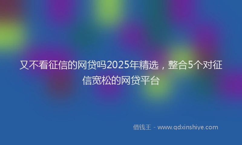 又不看征信的网贷吗2025年精选，整合5个对征信宽松的网贷平台